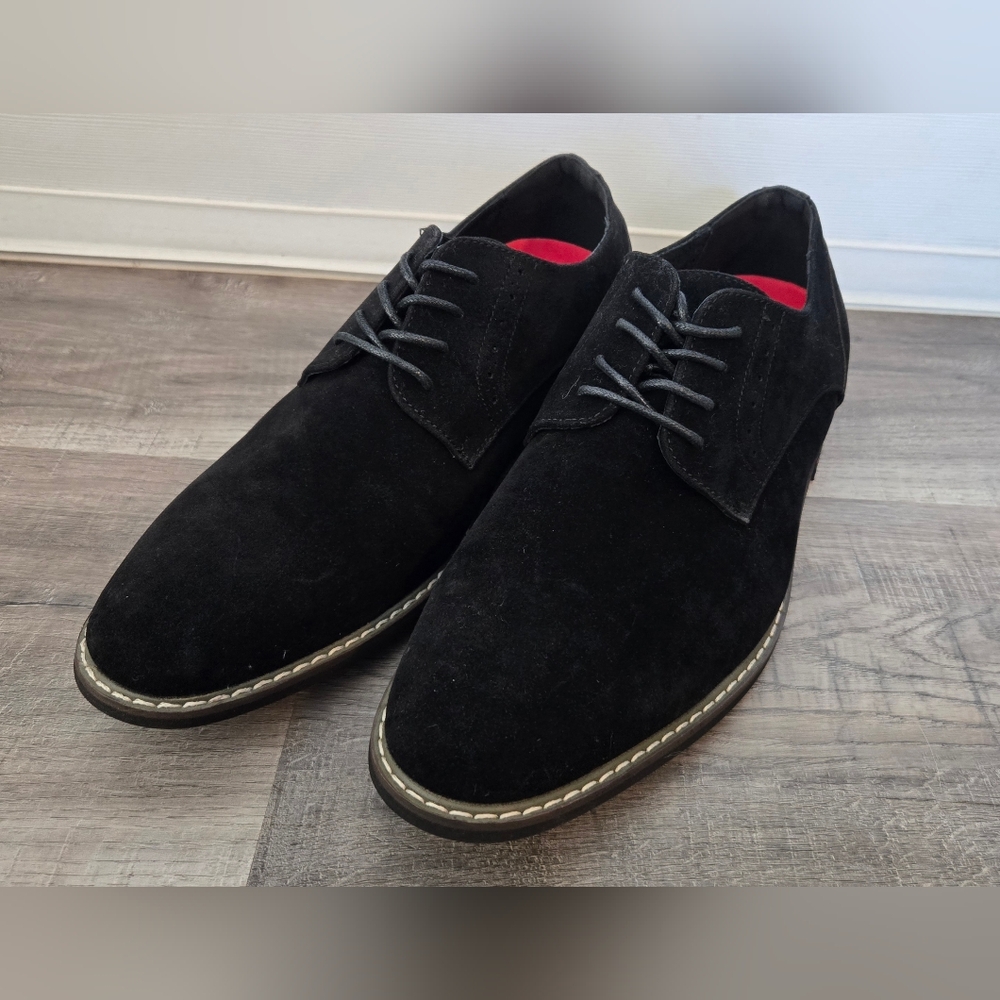 Mofri Men's Black Suede Dress Shoes, Size 9.5, Cap Toe Oxford New Without Tags
